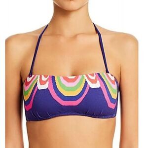 Women Trina Turk ULTRAMARINE Rainbow Swirl Textured Bandeau Bikini Swim Size 12